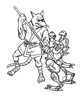 A coloring page of teenage mutant ninja turtles